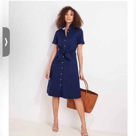 Vineyard Vines Dresses & Skirts - VINEYARD VINES WESTERLY TIE FRONT LINEN DRESS - DEEP BAY size 2